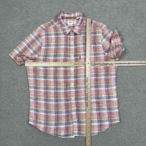Levi's Button Up Shirt Men's Size M Multicolor Short Sleeve Plaid Wester Collar - Picture 5 of 7